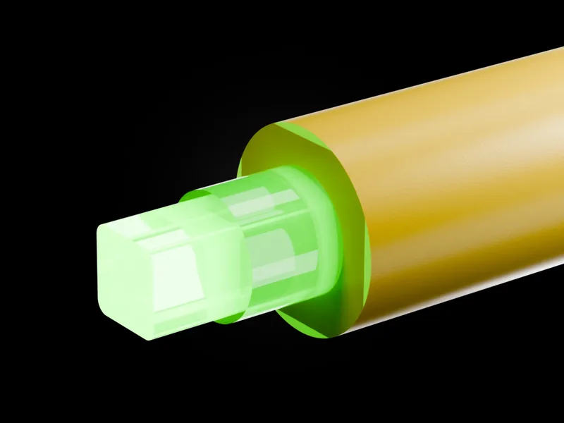CeramOptec fiber optic assembly, Light transmission through the fiber core