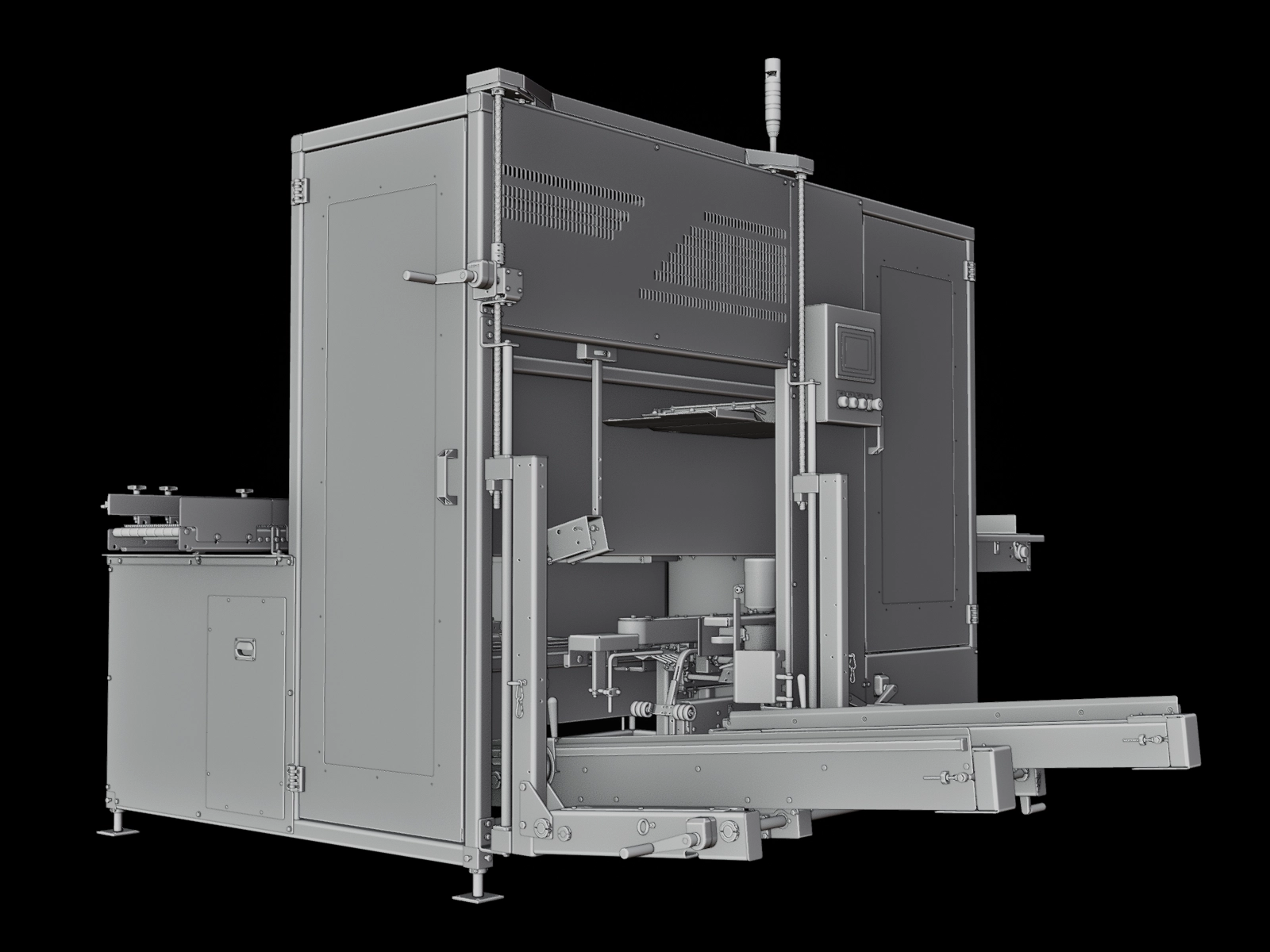 Combi case erector, untextured CAD assembly