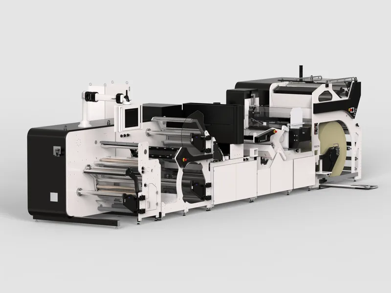Digital label printing line 3D rendering
