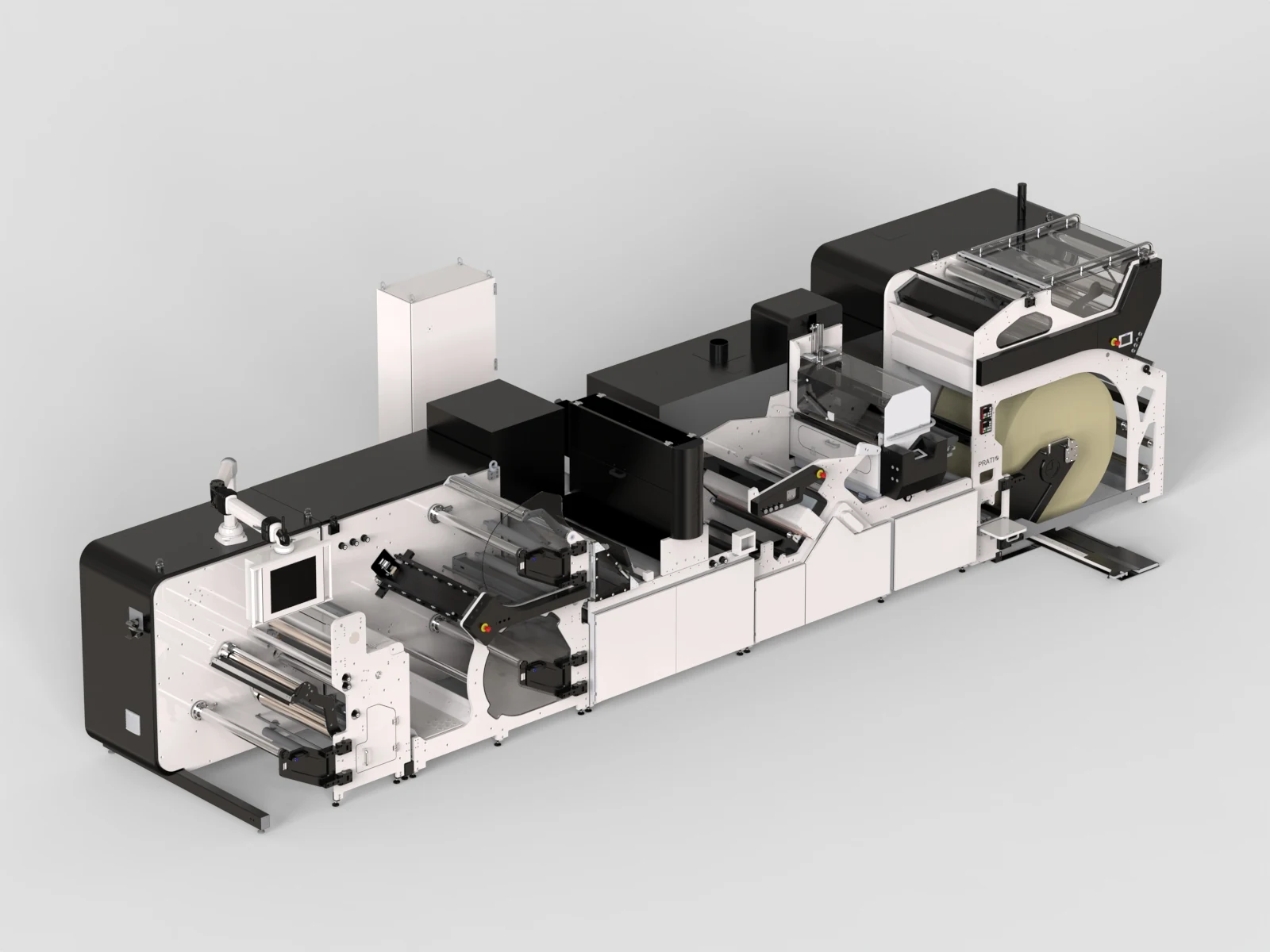 Trade show render of a complete digital printing and finishing line