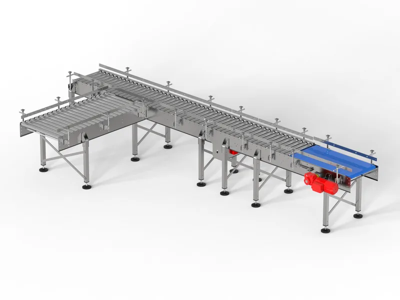 Roller conveyor system 3D rendering